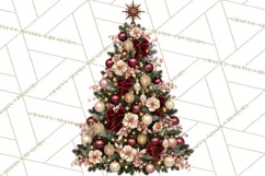 Elegant Christmas Clipart PNG, Burgundy Antique Gold Product Image 4