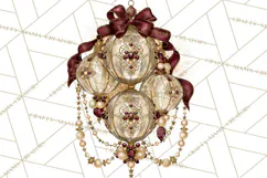 Elegant Christmas Clipart PNG, Burgundy Antique Gold Product Image 5