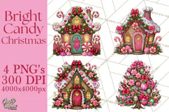 Bright Candy Christmas Village PNG, Whimsical Christmas Product Image 1