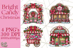 Bright Candy Christmas Village PNG, Whimsical Christmas Product Image 1