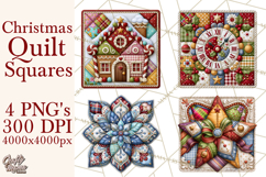 Christmas Quilt Square Patterns PNG Product Image 1