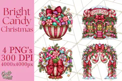Bright Candy Christmas Village PNG, Whimsical Christmas Product Image 1