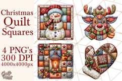 Christmas Quilt Square Patterns PNG Product Image 1