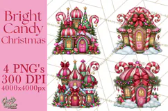 Bright Candy Christmas Village PNG, Whimsical Christmas Product Image 1