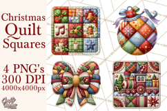Christmas Quilt Square Patterns PNG Product Image 1