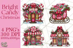 Bright Candy Christmas Village PNG, Whimsical Christmas Product Image 1