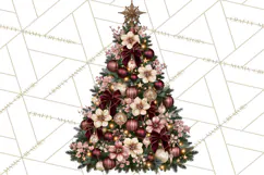 Elegant Christmas Clipart PNG, Burgundy Antique Gold Product Image 5