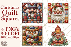 Christmas Quilt Square Patterns PNG Product Image 1