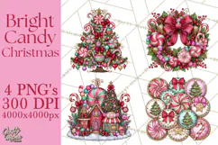 Bright Candy Christmas Village PNG, Whimsical Christmas Product Image 1
