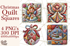Christmas Quilt Square Patterns PNG Product Image 1