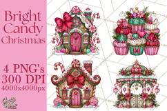 Bright Candy Christmas Village PNG, Whimsical Christmas Product Image 1