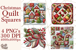 Christmas Quilt Square Patterns PNG Product Image 1