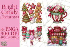 Bright Candy Christmas Village PNG, Whimsical Christmas Product Image 1
