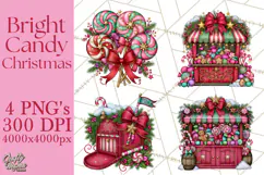 Bright Candy Christmas Village PNG, Whimsical Christmas Product Image 1