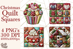 Christmas Quilt Square Patterns PNG Product Image 1