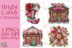 Bright Candy Christmas Village PNG, Whimsical Christmas Product Image 1
