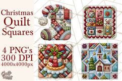 Christmas Quilt Square Patterns PNG Product Image 1