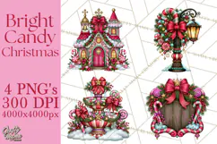 Bright Candy Christmas Village PNG, Whimsical Christmas Product Image 1