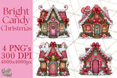 Bright Candy Christmas Village PNG, Whimsical Christmas Product Image 1
