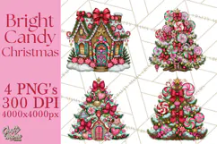 Bright Candy Christmas Village PNG, Whimsical Christmas Product Image 1