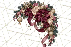 Elegant Christmas Clipart PNG, Burgundy Antique Gold Product Image 2