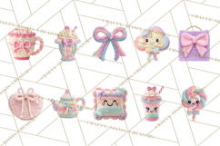 Crochet Coquette Clipart Kawaii Pastel Fruits Toys Yarn PNG Product Image 3