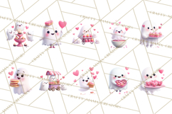 Adorable Valentine Ghosts Cute Ghost Bakery Clipart Heart Product Image 6