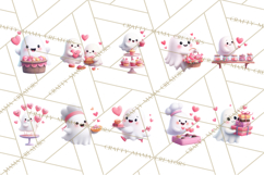 Adorable Valentine Ghosts Cute Ghost Bakery Clipart Heart Product Image 7