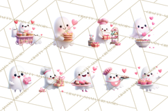 Adorable Valentine Ghosts Cute Ghost Bakery Clipart Heart Product Image 3