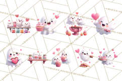 Adorable Valentine Ghosts Cute Ghost Bakery Clipart Heart Product Image 2