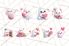 Adorable Valentine Ghosts Cute Ghost Bakery Clipart Heart Product Image 9