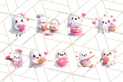 Adorable Valentine Ghosts Cute Ghost Bakery Clipart Heart Product Image 4