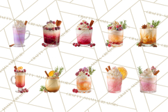 Winter Hot Drinks, Cozy Cocktail Clipart, Festive Beverage Product Image 4