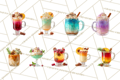 Winter Hot Drinks, Cozy Cocktail Clipart, Festive Beverage Product Image 8