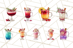 Winter Hot Drinks, Cozy Cocktail Clipart, Festive Beverage Product Image 7