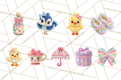 Crochet Coquette Clipart Kawaii Pastel Fruits Toys Yarn PNG Product Image 7
