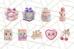 Crochet Coquette Clipart Kawaii Pastel Fruits Toys Yarn PNG Product Image 9