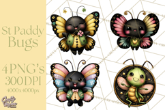 Cute St Patricks Day Bugs Clipart, St. Paddy Png Files Product Image 1
