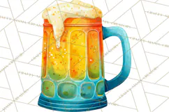 Beer Watercolor Clipart, Beer PNG, Beer Mug, Beer Bottle Product Image 2