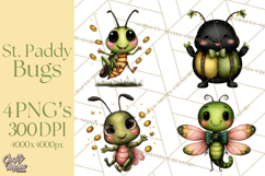 Cute St Patricks Day Bugs Clipart, St. Paddy Png Files Product Image 1