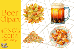 Beer Watercolor Clipart, Beer PNG, Beer Mug, Beer Bottle Product Image 1