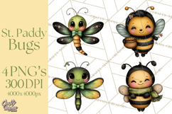 Cute St Patricks Day Bugs Clipart, St. Paddy Png Files Product Image 1