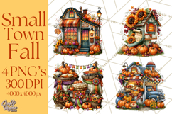Small Town Fall Clipart Vintage Country Autumn PNG Product Image 1