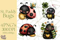 Cute St Patricks Day Bugs Clipart, St. Paddy Png Files Product Image 1