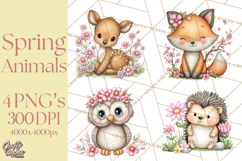 Spring Woodland Critter Clipart PNG, Spring Png Product Image 1