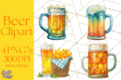 Beer Watercolor Clipart, Beer PNG, Beer Mug, Beer Bottle Product Image 1