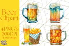 Beer Watercolor Clipart, Beer PNG, Beer Mug, Beer Bottle Product Image 1