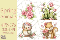 Spring Woodland Critter Clipart PNG, Spring Png Product Image 1