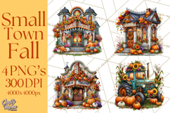 Small Town Fall Clipart Vintage Country Autumn PNG Product Image 1