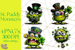 Funny St Patricks Day Monsters Clipart, St Paddy Monster PNG Product Image 1